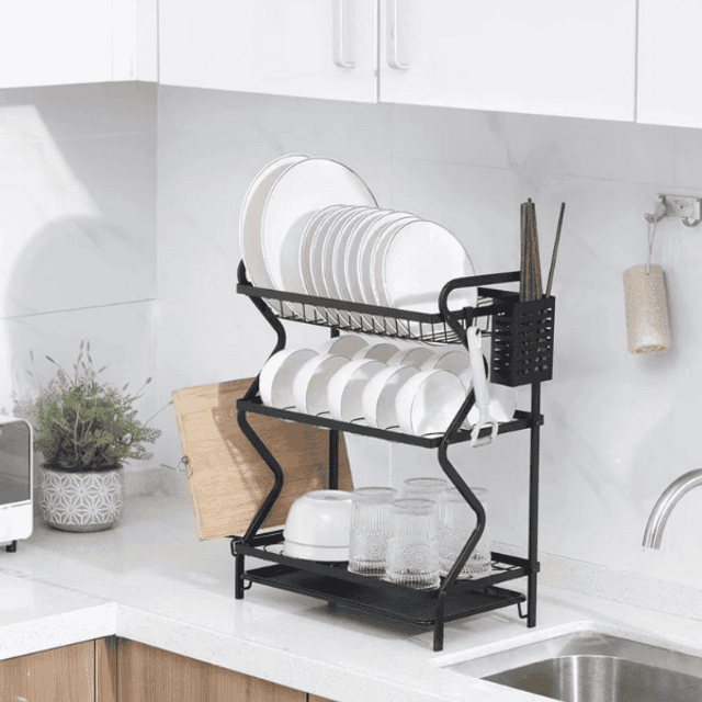 Metal Dish Drainer Holder, Dish Bowl Draining Storage Rack, Chopstick Cage with Drainboard for Kitchen Countertop, Bowls Plates Kitchenware Dish Drying Shelf Organizer Metal Dish Drainer Holder, Dish Bowl Draining Storage Rack, Chopstick Cage with Drainboard for Kitchen Countertop, Bowls Plates Kitchenware Dish Drying Shelf Organizer